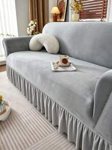 1PC Ultra Soft Thick Fabric Non-Slip Elastic Skirt Hem Sofa Cover, Dust-Proof, Pet-Proof, Waterproof, Anti-Dirt, 2 Colors Dark Gray And Light Gray Available, Suitable For 1/2/3/4 Seater Sofa, All Seasons - Multicolor - View 7