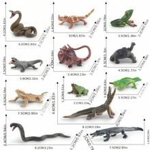 Set Mainan Model Katak, Kadal, dan Buaya Mini yang Realistis, Model Hewan dan Tumbuhan Kolam yang Realistis, Set Mainan Model Hewan untuk Meja - MultiWarna - View 8