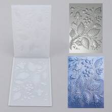 1 pieza Carpeta con relieve 3D, Suministros de scrapbooking DIY, Carpeta de plástico con relieve de patrón de flor de trompeta, Adecuada para hacer tarjetas, scrapbooking y otras manualidades de papel - Multicolor - Ver 1