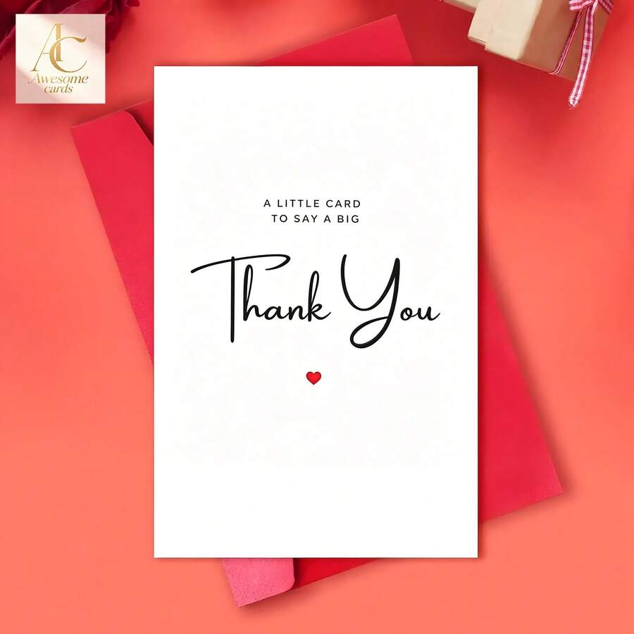 This Minimalist Thank You Greeting Card Printed With Sweet Wording A Little Card To Say A Big Thank You, Made Of Thick Premium Cardstock With Blank Inner Page For Writing Sincere Words, Thoughtful Appreciation Gift For Colleagues, - One Size Fits All - View 1