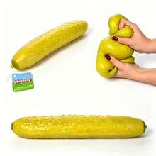 Realistic Pickle Stress Relief Squeeze Toy, Stretchable Soft Rubber Model, April Fool's Prank Desktop Decor - Multicolor - View 11