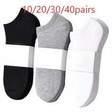 10/20/30/40 Pairs Solid Color Neutral Socks, Soft Lightweight Low-Cut Short Socks, Unisex - Multicolor - View 14