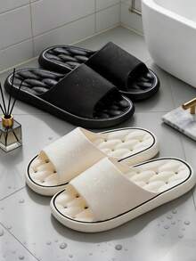 1 Pair One-Piece Molded Hollow Out Waterproof Quick-Dry Quiet Anti-Slip Bathroom Slippers - Slippers - View 3