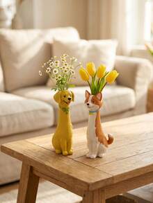 1pc Handmade Funny Dog-Shaped Unique Resin Vase, Home Desktop Decor Ornament | Home Decor, Room Decor, Bohemian Style, Desktop Decor, Cute Collectible, Unique Gift, Dining Table Centerpiece, Housewarming Gift - New Model - View 10