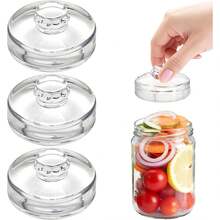 3pcs/6pcs/9pcs Wide Mouth Glass Fermentation Jars With Weights - Pickling Jars With Airtight Lids, Efficient Fermentation - Durable Transparent Fermentation Lids And Weights, Suitable For Sauerkraut, (B Flower) - View 1