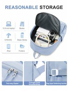 Floless 14/15.6 Inch Women's Laptop Backpack, Casual College Student Bookbag, Daily Commute Travel Bag, Fashionable Multi-Functional Student Backpack, Randomly Shipped New And Old Versions - Baby Blue - View 4