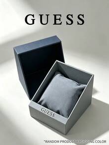 GUESS White Square Watch Gift Box, Premium Textured Paper Packaging Box With Flannel Cushion For Wristwatch Gift & Collection Storage - Black - View 6