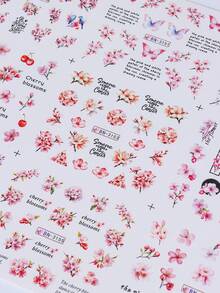 SWEET TREND Adesivos de Arte de Unhas com Transferência de Água Floral em 2 Cores, 24 Estilos Incluindo Rosa, Flor de Pêssego, Flor de Cerejeira, Padrões de Borboleta, Adesivos de Decoração de Unhas DIY, Acessórios de Arte de Unhas - Multicolorido - Visão 6