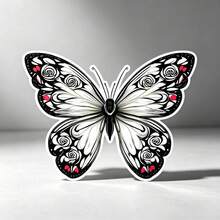 AD 1pc Black & White Colorful Butterfly Series 3D Stereo Effect Scratch Cover Car Sticker, Motorcycle Decoration Sticker - A - View 6