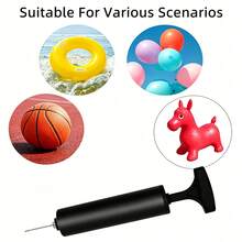 Portable Hand-Pressed Ball Pump (With 3 Needles), Mini Manual Inflator, Suitable For Basketball, Soccer And Various Sports Balls - Black - View 6