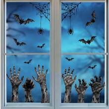 1pc Halloween Window Decal, Gothic Shadow Hand Silhouette, Vinyl Electrostatic Glass Sticker, Suitable For Living Room Window Display, Holiday-Themed Party Decoration. - Multicolor - View 10