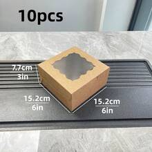 5/10pcs 6*6*3 Inch Fit 4 Inch Cake Transparent Window Paper Pastry Cake Packaging Box Minimalist Versatile Square Birthday Wedding Holiday Party Best Friend Tea Break Home Baking Store Pastry Takeout Gift Box - View 9