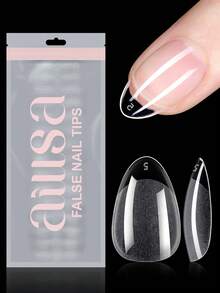 AILLSA 360/192/120pcs Short Almond Shaped False Nails, 12 Sizes Semi-Matte Acrylic Nail Tips, Wearable Artificial Nails For Nail Art - Clear - View 1