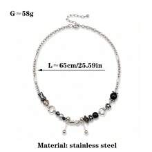 Multi-Style Combination Fashion Stainless Steel Unisex Mid-Length Necklaces, Personalized Mainstream Design Suitable For Holiday Parties, Music Festivals, DJ Bars, Street Style Accessories - Silver - View 5