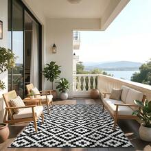 EDIMENS Large Outdoor Rug, Outdoor Mat Anti-Slip Carpet, Garden Rugs UV Resistant Garden Mat For Patio, Easy Cleaning Patio Rug For Camping, Deck, Beach, Picnic - B - View 2