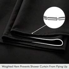 1 buah Tirai Mandi Tebal, Tirai Mandi Linen Imitasi Hitam dengan Pengait - Kain Tebal dan Cepat Kering untuk Privasi dan Dekorasi Kamar Mandi - Hitam - View 3