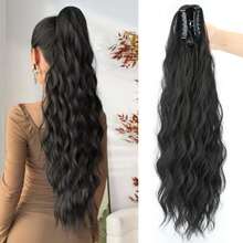 Synthetic Hair Claw Clip Ponytail Extension, Long Natural Wavy Ponytail Hair Piece, Ombre Blonde Ponytail, Instant Styling For Women - Multicolor - View 8