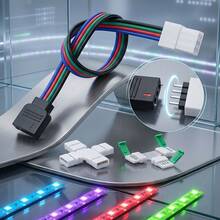 Set Completo de Instalación para Tiras LED RGB 4 Pines con Cables Extensores Divisor y Herramientas para Gamer Muebles Locales - A - Ver 4