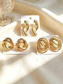 Heavy-Duty Twisted Knot Stainless Steel Earrings, European And American INS Influencer Style Thick Metal Earrings, Christmas New Year Birthday Gift, Shopping Commuting Workplace Atmosphere Earrings - Multicolor - View 1
