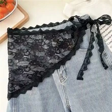 女款設計師蕾絲刺繡腰帶圍巾層次感半身裙配件 甜美網紗腰鏈 多功能喇叭褲頭巾配件 - 彩色 - 查看 8