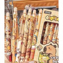 3pcs/6pcs, Blue Ink, Black Ink Optional, Capybara Pattern Erasable Gel Pen, Heat-Pressed Gel Pen, Magic Press Pen, Suitable For Daily Learning And Work Writing, Back To School Essential - Multicolor - View 17