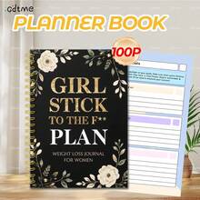 A5 Weight Loss Diary, Weight Loss Plan, Daily Activity Tracking, Suitable For Home Use And Diet Management, Neutral Fitness Tool, Inspirational Fitness Journal, Spiral Bound - Girl's Weight Loss Journey - View 7