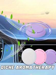 10pcs Long-Lasting Scented Air Freshener Tablets With Fixed Holder, Solid Color Fragrance Pads, Suitable For Home, Car, Bathroom, Bedroom, Closet And Toilet, Random Color Container - Multicolor - View 10