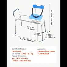 Sliding Shower Chair, 400 Lbs Tub Transfer Bench For Bathtub With Swivel Seat, Padded Shower Bench With Arms And Backrest, Height Adjustable For Handicap, Adults, Seniors, Elderly And Disabled-XY399838 - Multicolor - View 6