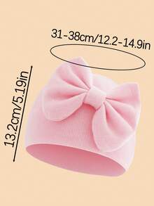 1PC Baby Cute Big Bow Soft Newborn Hospital Hat, Solid Color Breathable Comfortable Warm Baby Beanie, Suitable For Autumn/Winter Daily Rest And Sleep - Multicolor - View 3