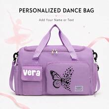 Personalized Travel Organizer Bag, Black Butterfly Print, Large Capacity Independent Shoe Compartment Handheld Crossbody Multifunctional Bag, Dance Class Tote Bag, Suitable For Swimming Class, Fitness, Training, Back To School Season Gift - Multicolor - View 6