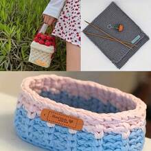 3/9/18/27/36/42Pcs Heart Shaped Handmade PU Labels, Faux Leather Sew-On Labels, Knitted Decorative Accessories With Holes For DIY Hand Sewing, Crochet, Knitting Hat Decoration - Multicolor - View 10