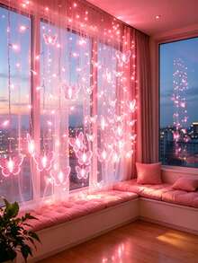 6M Starry String Lights Indoor, USB Powered, 8 Modes, 96LED Butterfly String Lights 3.5M, Outdoor Waterproof Transparent Wire Fairy Lights, Flashing String Lights, Suitable For Living Room, Christmas Tree, Bedroom, Wedding Decoration, Christmas Decoration - Pink - View 12