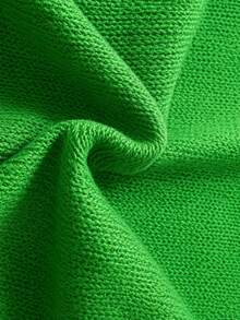 Plus Size Women's Soft Round Neck Sweater, Vintage Fresh, Solid Color Casual Minimalist Versatile, Lightweight Knit Fabric Plus Size Women's Sweater For Summer And Autumn - Green - View 9