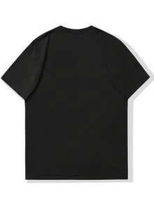 T-Shirt With Electric Techno Waves Graphic Print - 100% For Men - 黑色 - 查看 2
