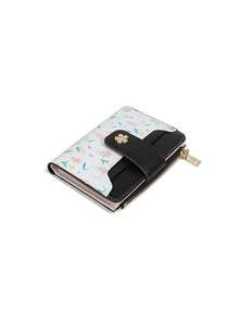CHARM INFINITE Macaron Color Patchwork Wildflower Mini Trifold Wallet Leaf Snap Button Zipper Coin Purse Card Holder For Women,Clutch Bag For Women - Multicolor - View 14