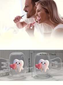 Heart-Shaped Tooth Pattern Portable Combination Set Toothbrush Holder Protective Cover, Portable Toothbrush Case, Travel Toothbrush Storage Box, Portable Toothbrush Head Protective Clip, Toothbrush Storage Clip, Home And Travel Dust-Proof Toothbrush Protective Cover, Suitable For Home And Travel Use, Travel Toothbrush Storage Clip, Protect Your Toothbrush Cleanliness And Care For Your Oral Health - A - View 9
