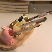 Cute Eating Cat Desktop Storage Pen Holder, INS Style Girly Mini Paper Clip Organizer, Student Office Creative Cartoon Animal Pen Holder, Multifunctional Desktop Decor - Multicolor - View 6