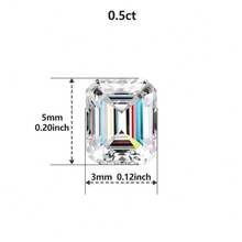1pc 100% Pure Moissanite, White Color, D Color, Emerald Cut, VVS1 Clarity, Comes With GRA Certificate, For DIY - White - View 10