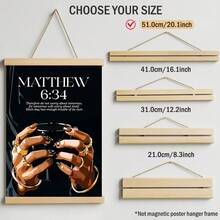 1pc Matthew 6:34 Bible Verse Canvas Wall Art Holding Coffee Painting Modern Christian Scripture Poster Melanin Fashion Aesthetic Room Decor For Living Room Unframed/Framed/Wooden Hanging - Pattern - View 16