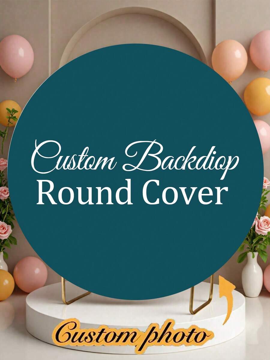 Fondo redondo personalizable (soporte no incluido), patrón/logo/texto imprimible, duradero, adecuado para bodas, fiestas de cumpleaños, bautizos, accesorios de fotomatón y decoraciones de fiesta, diseño redondo moderno, textura suave, fondo redondo - Multicolor - Ver 1