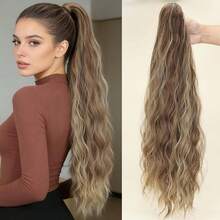 Synthetic Hair Claw Clip Ponytail Extension, Long Natural Wavy Ponytail Hair Piece, Ombre Blonde Ponytail, Instant Styling For Women - Multicolor - View 9