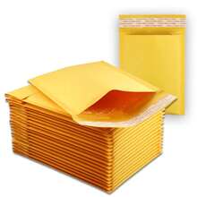 2/5/10/20pcs Yellow Kraft Bubble Mailers, Self Seal Padded Envelopes, Waterproof Shockproof Shipping Bags For Small Business - Yellow - View 2