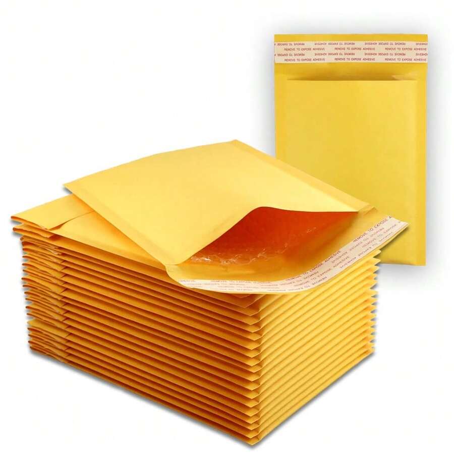 2/5/10/20pcs Yellow Kraft Bubble Mailers, Self Seal Padded Envelopes, Waterproof Shockproof Shipping Bags For Small Business
