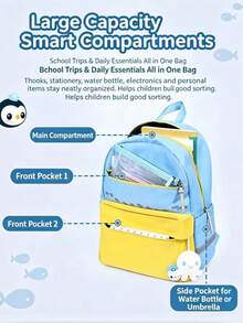 Ultra-Lightweight Ergonomic Student Backpack, Weight-Reducing Shoulder Bag For Boys And Girls Grades 1-6, Weight-Distribution Back Support System, Ergonomic 3D Back Cushion Design, Breathable Comfortable Shoulder Straps, Adjustable Safety Chest Buckle, High-Visibility Reflective Strips For Night, Water-Resistant Durable Fabric, Multi-Compartment Scientific Storage Structure, Fits A4 Textbooks, Folders, Water Bottles, Lunch Boxes And School Supplies - Multicolor - View 5