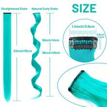 12/16 Pcs Ekstensi Rambut Berwarna Keriting Bergelombang Jepit Rambut Sintetis, Rambut Sorotan Warna untuk Pesta, Rambut Bergaris untuk Wanita, Anak Perempuan, Dewasa, Hadiah Cosplay - MultiWarna - View 6