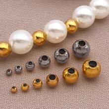 10pcs Stainless Steel Ball Crimp End Beads,Crimps Beads,2 2.4 3 4 5 6mm Stopper Spacer Beads For DIY Jewelry Making Accessories Supplies - Multicolor - View 2