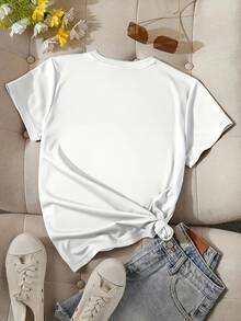 Patterned Print Loose Round Neck Fashion Women's Short Sleeve Top,Herren Sommer Outfit,Lokal,MKJS Figure - 白色 - 查看 2