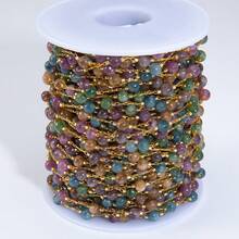 1m Colorful Stone Chain Stainless Steel Round Bead Chain, Suitable For Necklace, Bracelet And DIY Jewelry Making Accessories - DIY Chain - View 5
