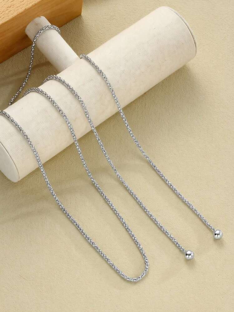 1 buah Kalung Panjang Minimalis Kasual Modis Berlapis untuk Wanita, Cocok untuk Pemakaian Sehari-hari, Kencan, Pesta, Liburan, Perjalanan, Hadiah untuk Pacar, Hadiah untuk Ibu - Perak - View 4