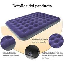 Inflatable Double Camping Mattress Bed For 2 People With Pillows - Blue - View 9